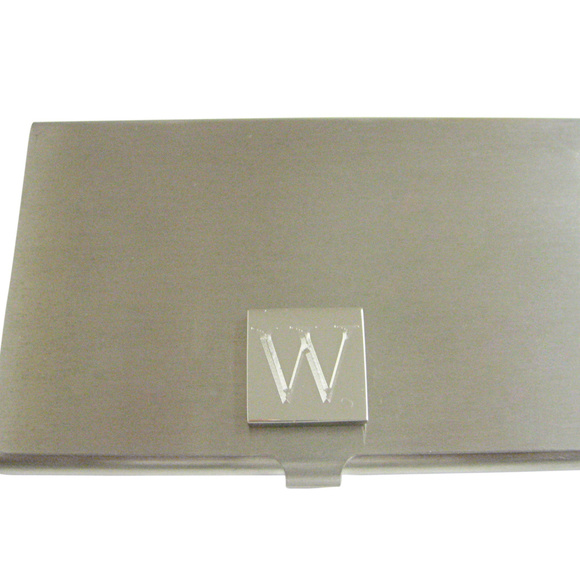 Personalized PU Leather Cardholder with Monogram or  Letter W Etched Monogram Business Card Holder